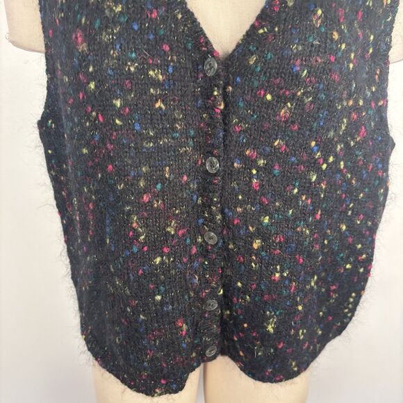 VTG 90s Stefano Basics Mohair Blend Sweater Vest Black Confetti Speckled 22-24 - Picture 5 of 7